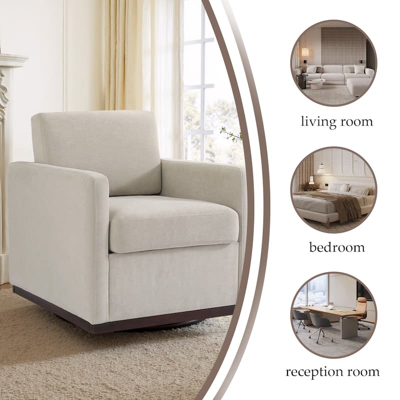 uixe Modern Upholstered Swivel Accent Chair with Pocket Spring Seat