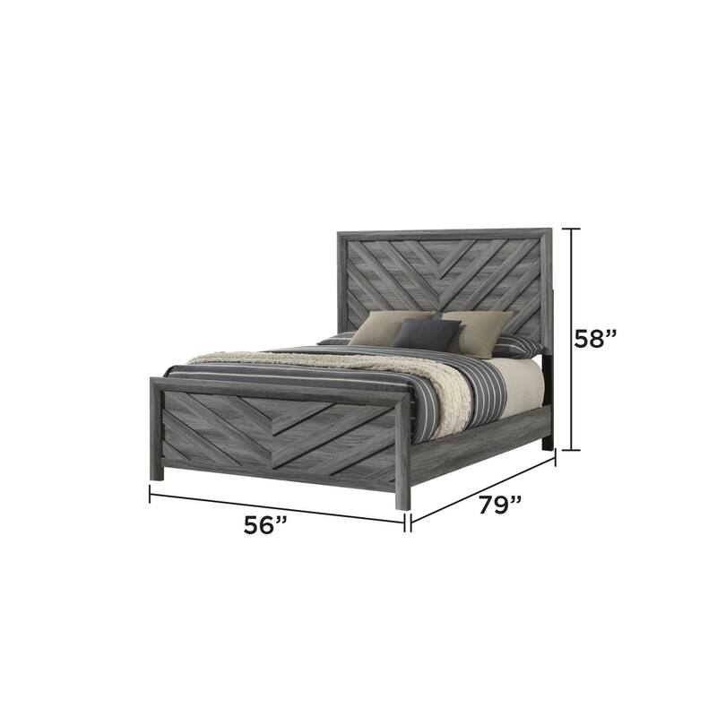 Modern Gray Wood Full Bed with Upholstered Headboard - Contemporary Bedroom Furniture
