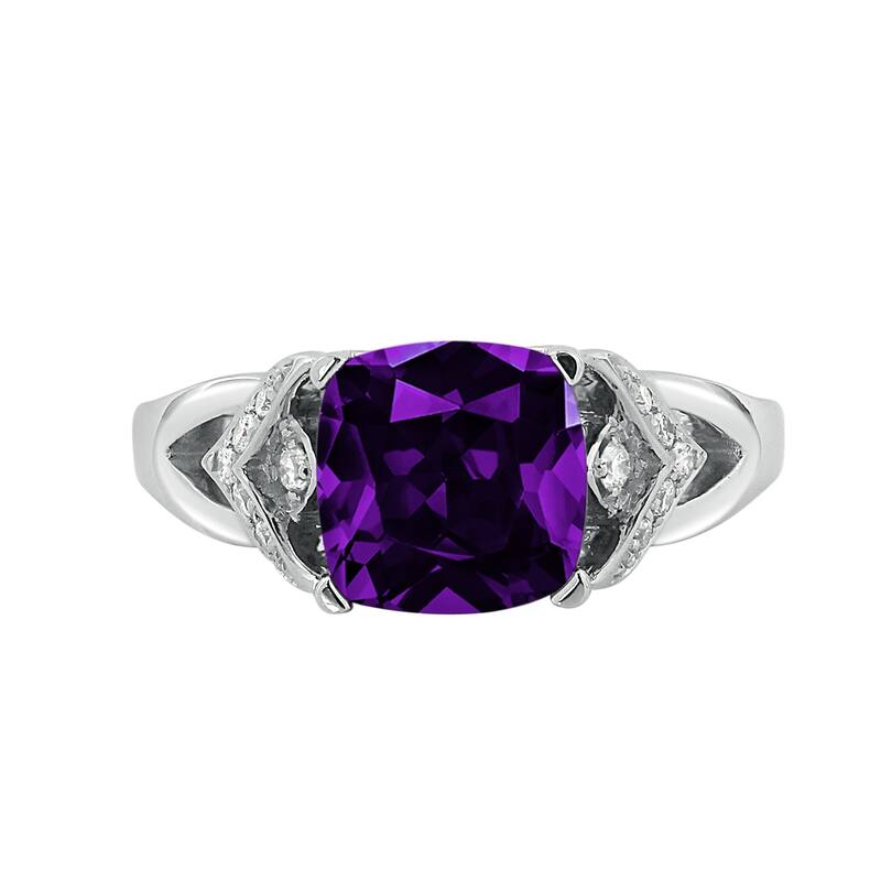 Auriya Modern 1 1/2ct Cushion-cut Purple Amethyst and Diamond Engagement Ring 1/6ctw 14k Gold