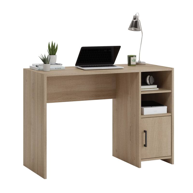 Engineered Wood Transitional Desk with Storage