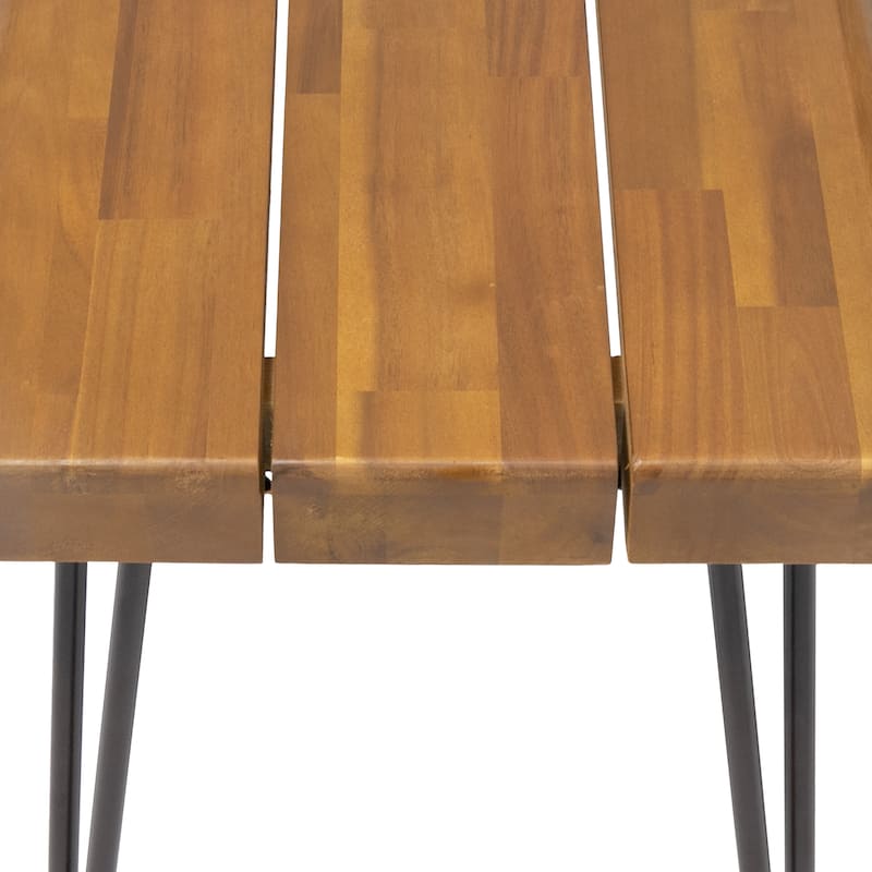 Christopher Knight Home Zion Outdoor Modern Industrial Acacia Wood Bench with Metal Hairpin Legs