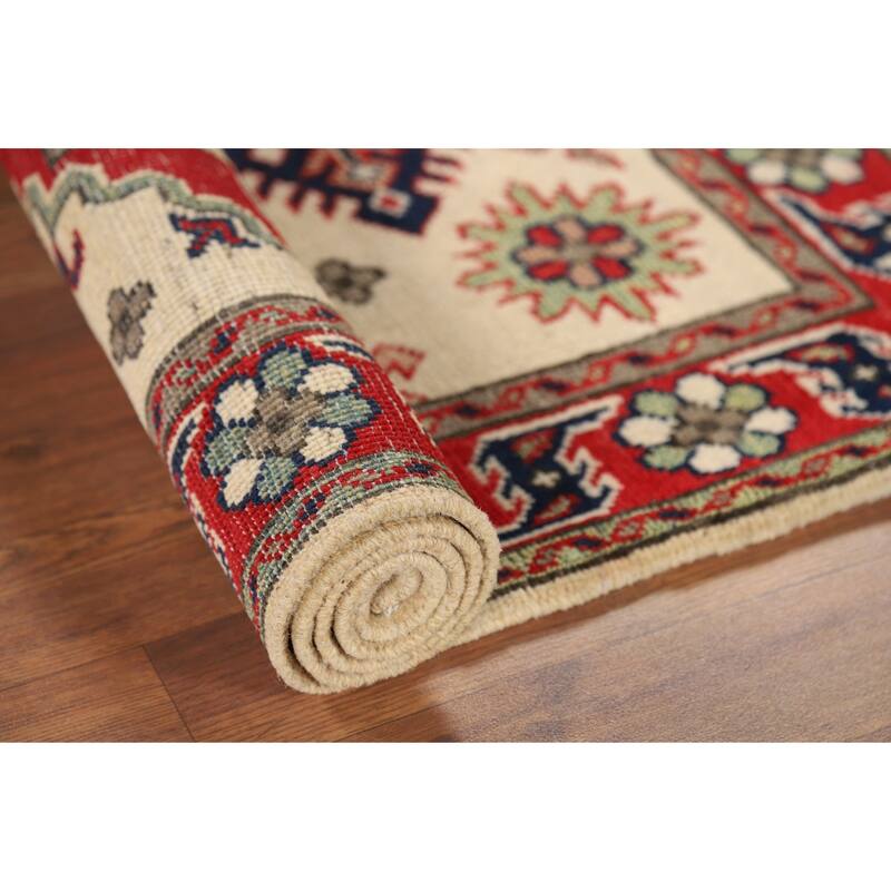 Kazak Oriental Foyer Rug Hand-Knotted Wool Carpet - 2'10" x 4'5"