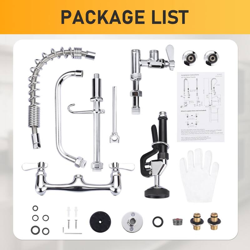 WOWOW Pull Down Sprayer Commeicial Faucet with Pre-Rinse Sprayer