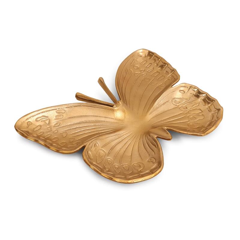 HomeRoots 18" Gold Cast Aluminum Butterfly Serving Tray - 17.6 in. x 1.75 in. x 13.1 in.