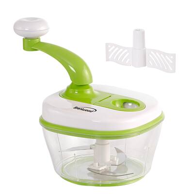 Brentwood 8 Cup Hand Crank Food Processor with Stainless Steel Blades and Paddle Mixer in Green - 8 Cups