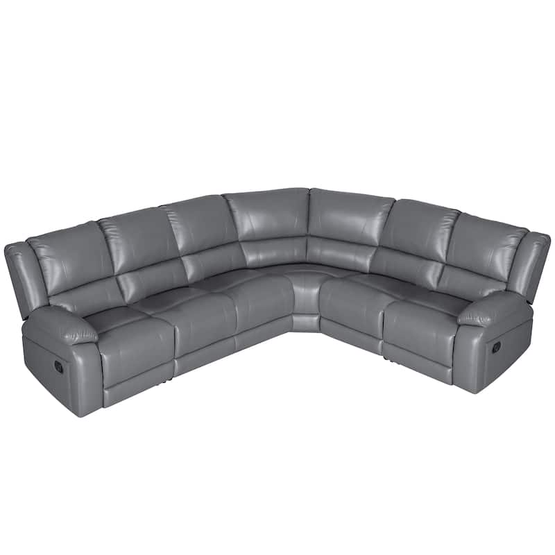 119''W Faux Leather 6-Seat Large Manual Reclining Sectional Sofa