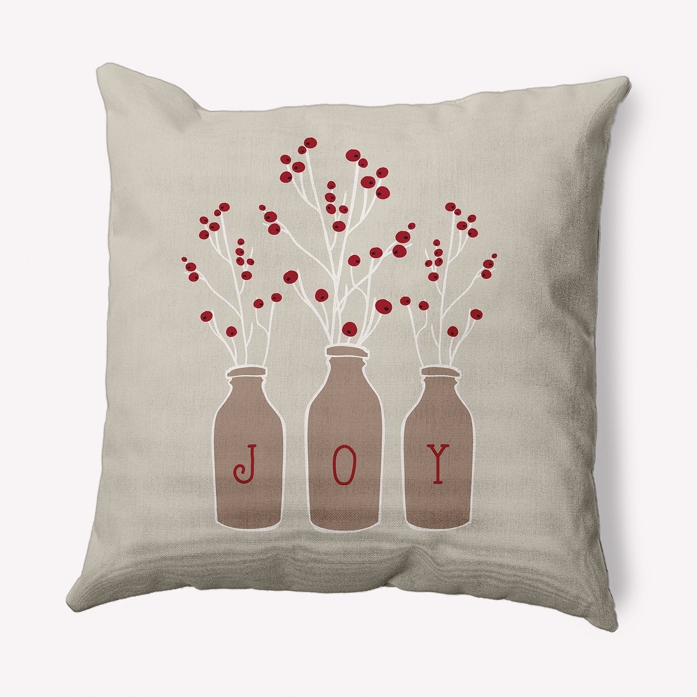 Joy Christmas Soft Spun Polyester Decorative Throw Pillow