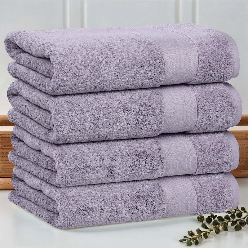 Superior Aria Turkish Cotton Heavyweight Bath Towel Set of 4 - Wisteria