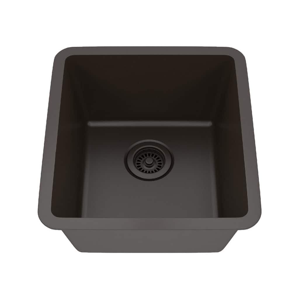 16 Inch Lexicon Platinum Quartz Composite Drop-in Undermount Single Bowl Mocha Kitchen Sink LP-1618-M-SO