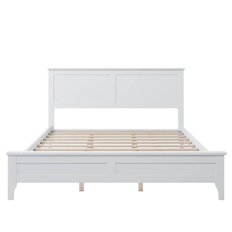 Modern White Solid Wood Platform Bed