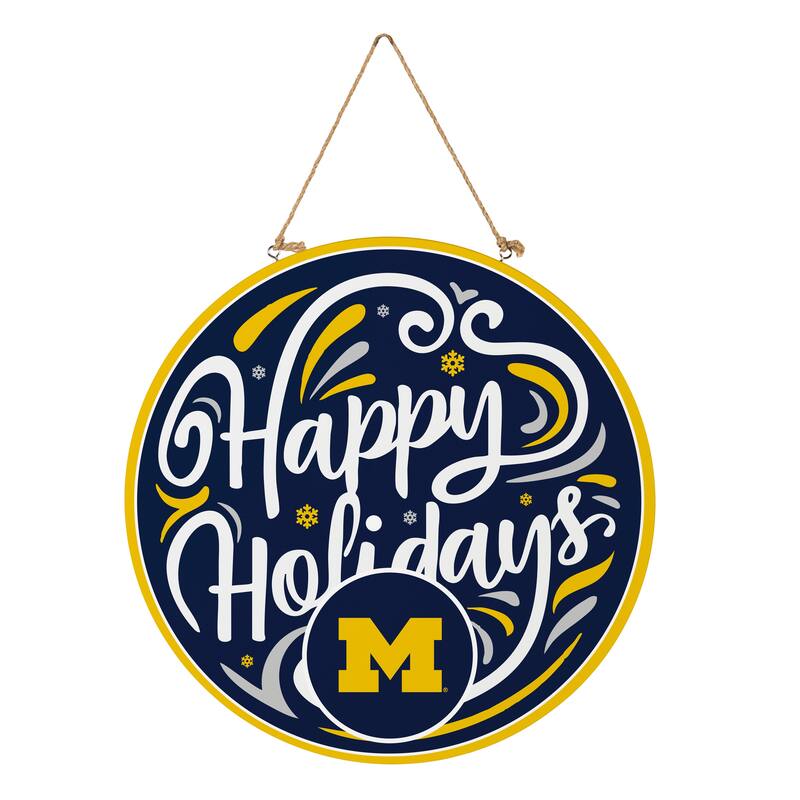 University of Michigan 18" x 18" Happy Holidays Door Décor Wall Sign - 18" x 18"