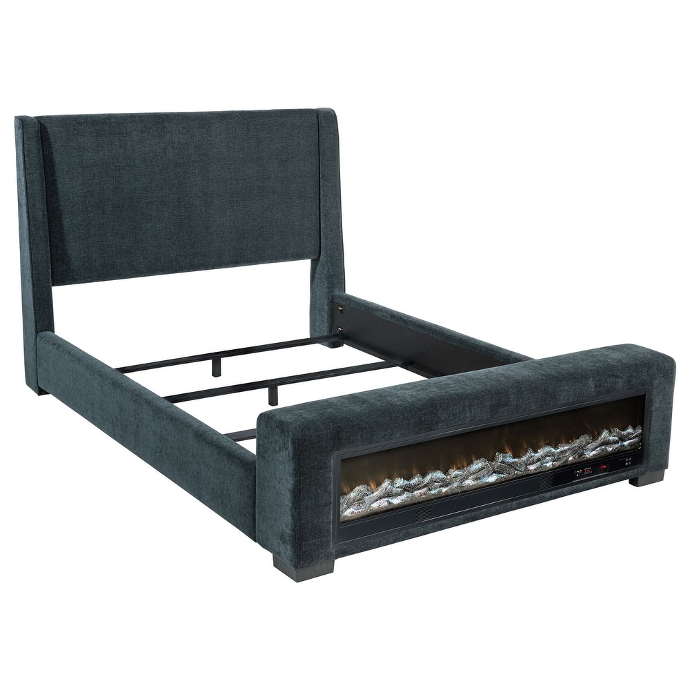 Preston Upholstered Audio Flame Visualizer Bed Blue