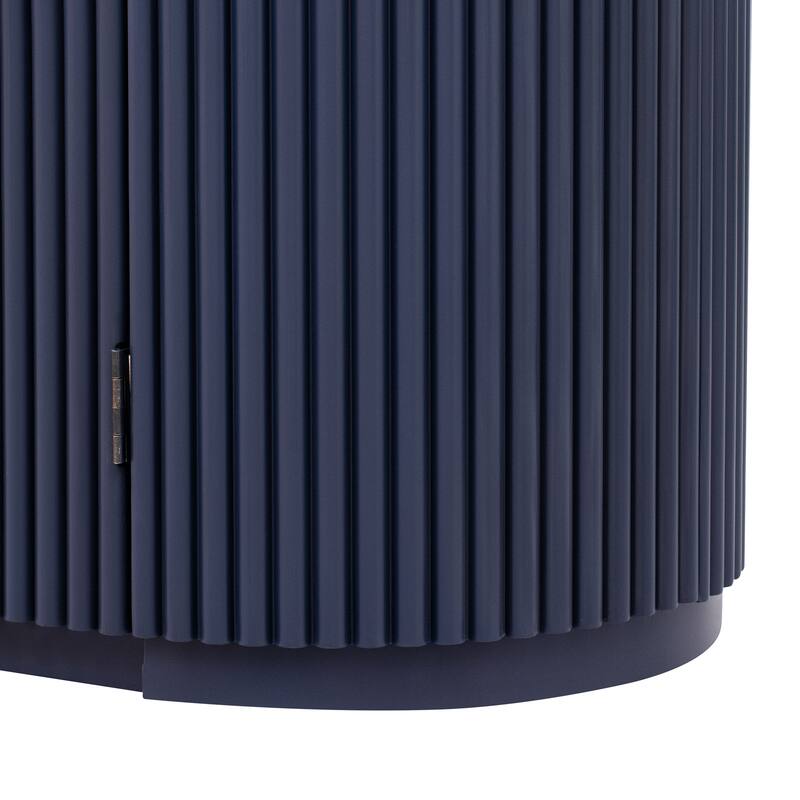Modern Storage Cabinet with Adjustable Shelves, Metal Handles and Vertical Striped Doors