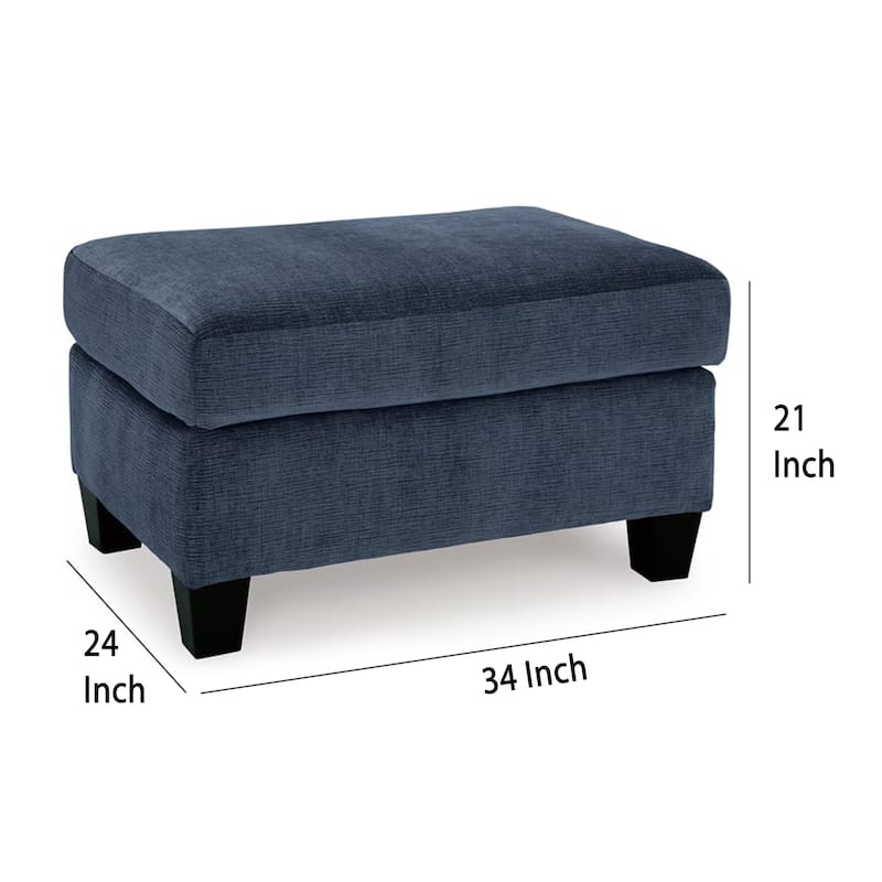 Emilia Rectangular Ottoman Bench, Modern Ink Blue Polyester 24x34 Inch