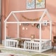 preview thumbnail 23 of 42, Montessori House Bed for Kids Boys Girls, Wooden Floor Bed with Fence Railings & Door, Easy Assembly White - Twin