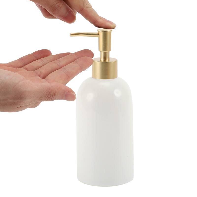 Cylindrical Simple Soap Pump Dispenser for Bathroom Hotel 320ml White 1 Pcs
