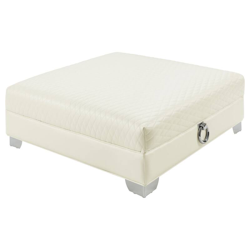 Cordelia Pearl White Square Upholstered Ottoman