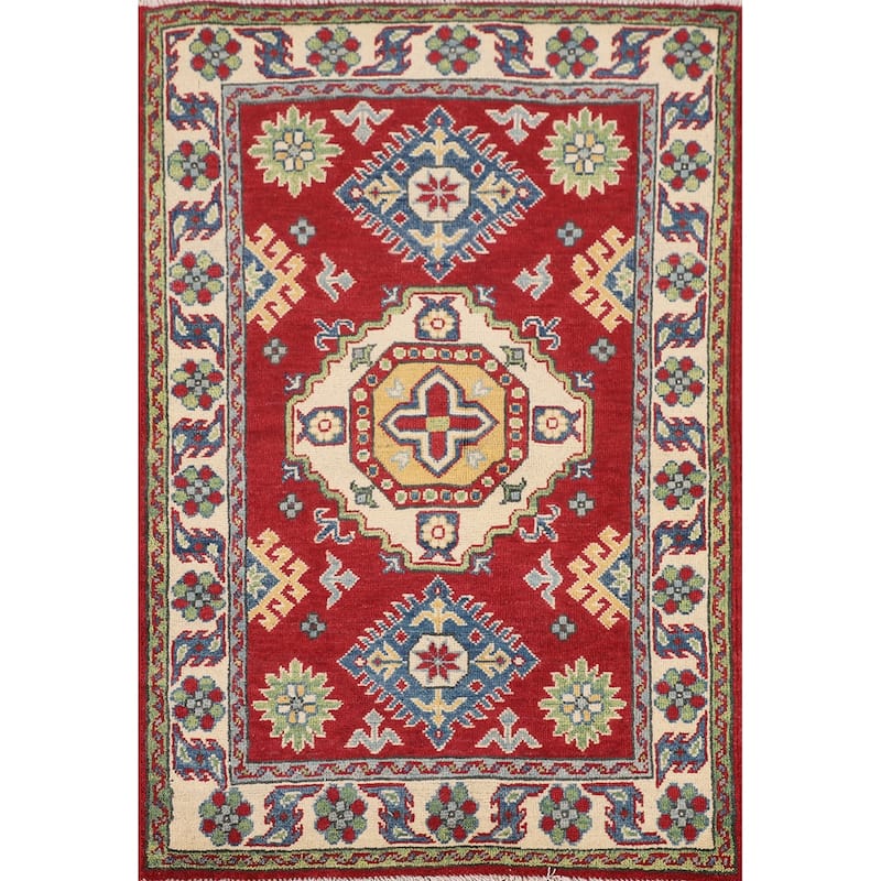 Traditional Red Kazak Oriental Accent Rug Handmade Wool Carpet - 2'8" x 4'1"