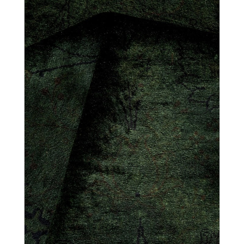 Overton Hand Knotted Wool Vintage Inspired Modern Contemporary Overdyed Black Runner Rug - 2' 6" x 11' 10"