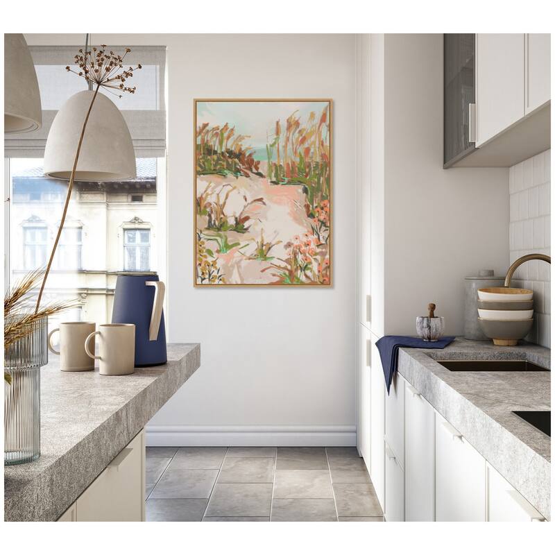 Kate and Laurel Sunrise Seascape by Annie Quigley Framed Canvas Wall Art Print