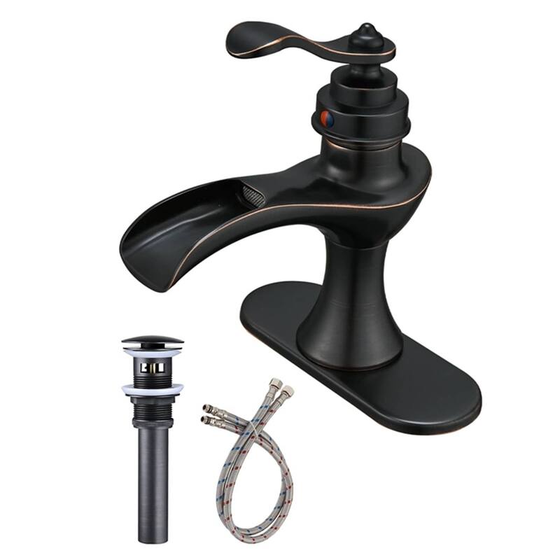 Waterfall Bathroom Sink Faucet With Drain Single Handle Bathroom Faucets One Holes Basin Vanity Mixer Taps With Deck Plate