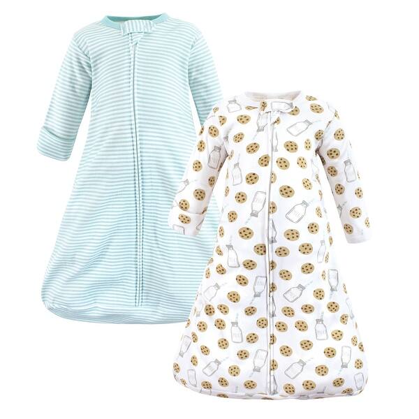 slide 1 of 1, Hudson Baby Cotton Long-Sleeve Wearable Sleeping Bag, Sack, Blanket, Mint Milk Cookies Long Sleeve 0-3 Months - Mint Milk Cookies Long Sleeve
