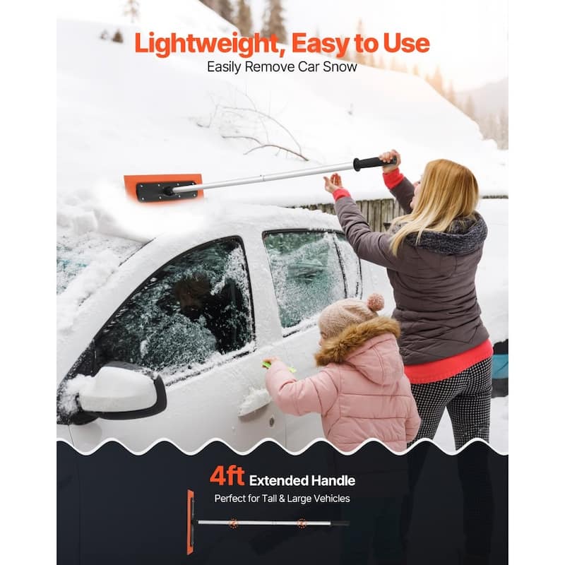 Lightweight Roof Snow Rake 17.7-Inch Foam Blade with Long Aluminum Handle for Easy Clearing - 47.24” x 17.72” x 6.50”