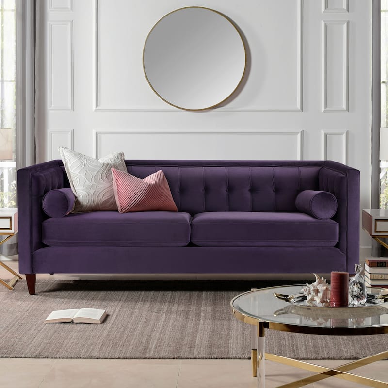 Jack 84" Mid-Century Modern Tuxedo Sofa with Bolster Pillows