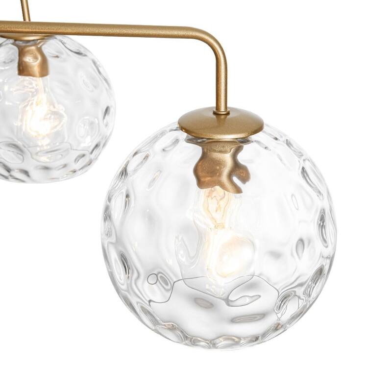 5-Light Modern Linear Clear Glass Sphere Chandelier for Dining Room - 33.5 in
