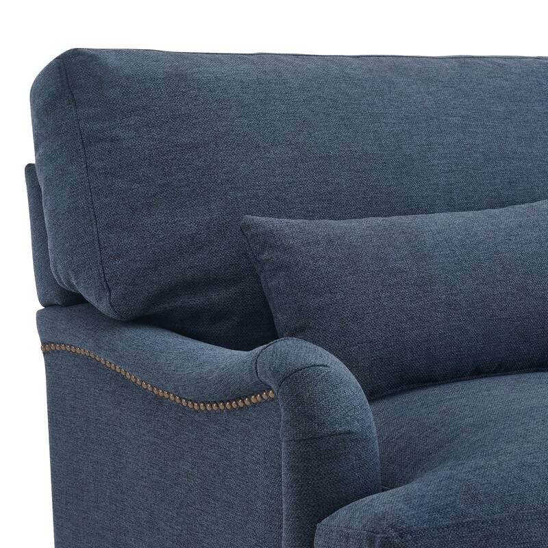 Modern Arm Accent Chair Upholstered Solid Wood Frame Accent Chairs with Lumbar Pillow for Living Room
