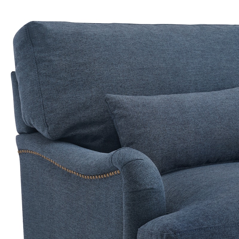 Modern Accent Chair Upholstered Solid Wood Frame with Lumbar Pillow Living Room Armchair
