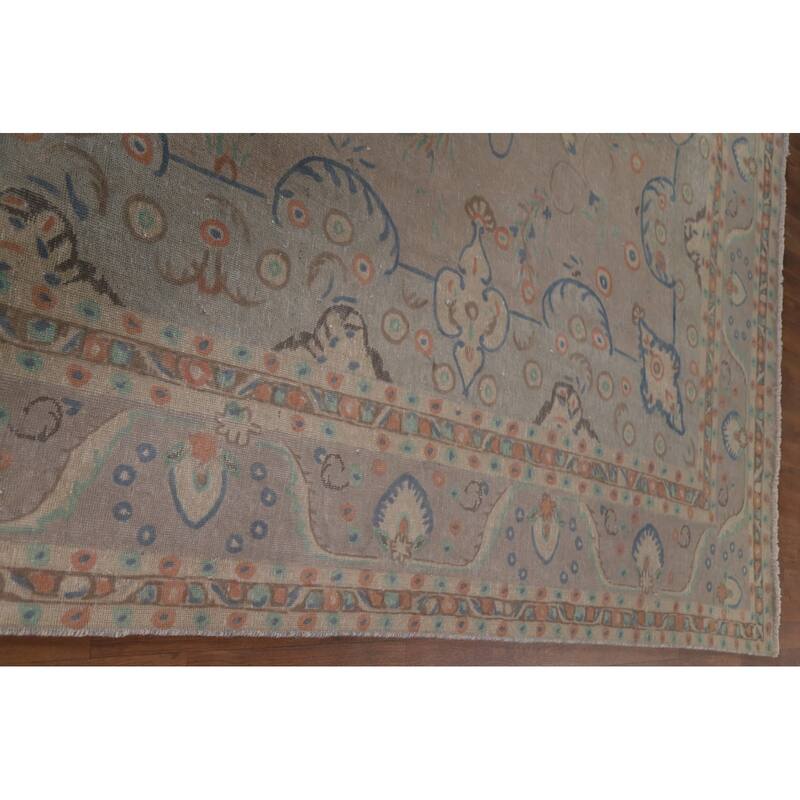 Hand Knotted Oriental 100% Wool Carpet Traditional Floral Beige & Ivories Tabriz Area Rug - 13' 3'' X 9' 10''