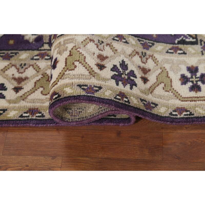 Purple Oushak Indian Area Rug Hand-Knotted Wool Carpet - 4'1"x 5'11"