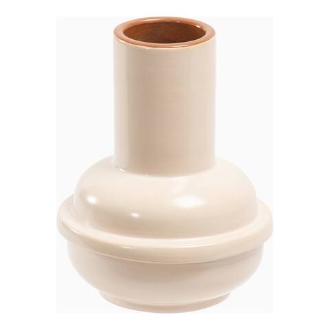Aurelle Home Modern Beige Colored Glazed Terracotta Vase