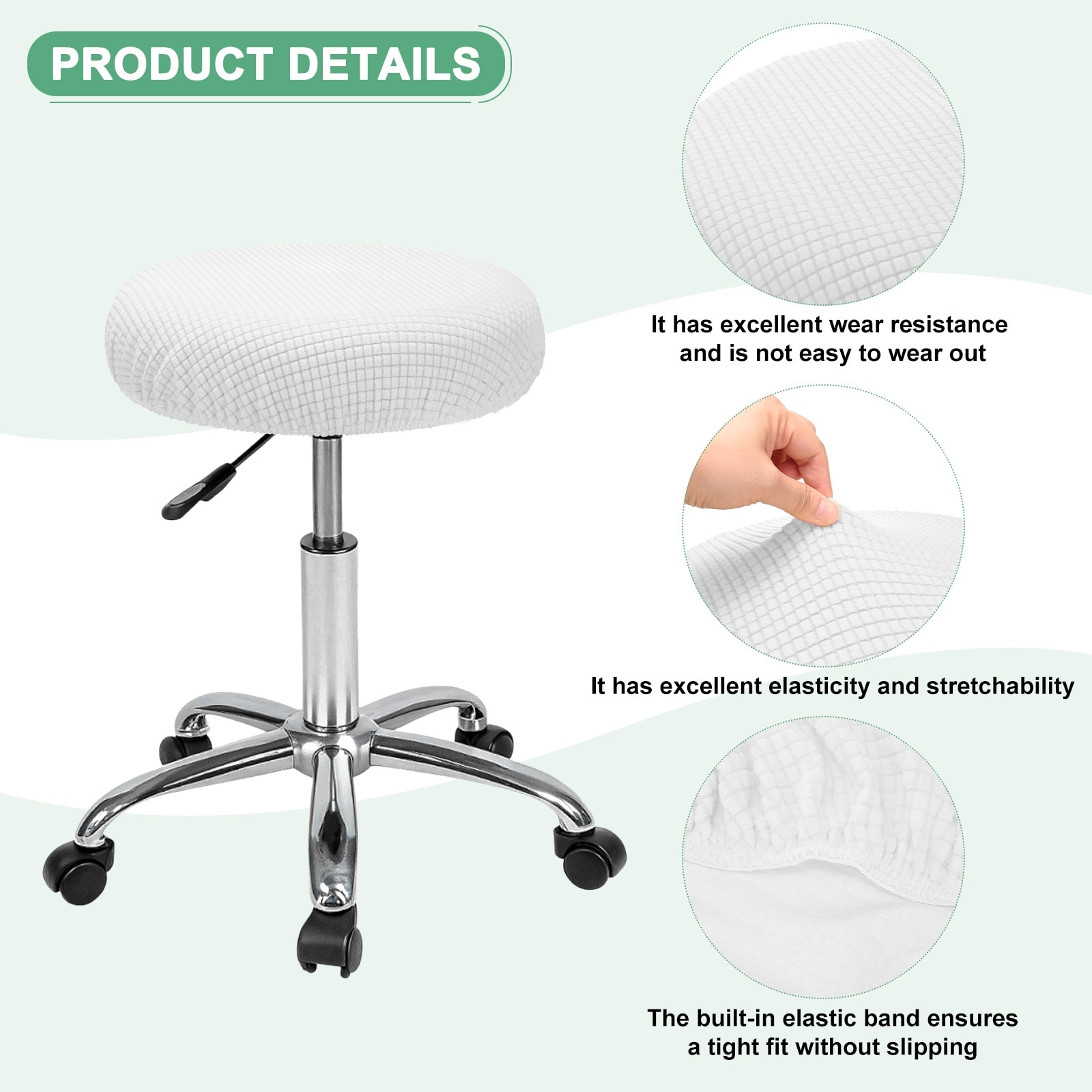 Bar Stool Covers Round Polyester Corn Grid Seat Covers with Elastic Bands