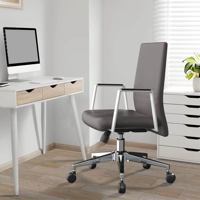 Aleen Ergonomic Leather Office Chair with Iron Frame,Tilt, Swivel, Adjustable Height for Home or Executive Computer Desk