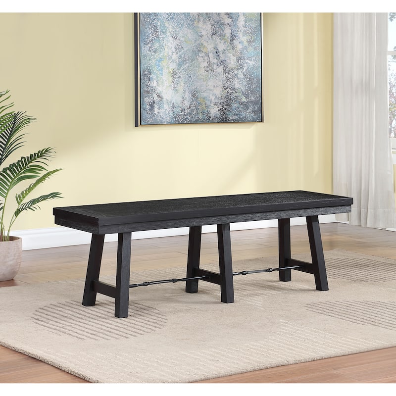 Newport Black Wood Trestle Base Dining Bench