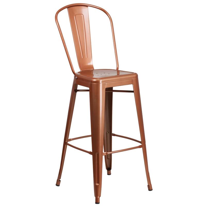 4 Pack 30" High Metal Indoor-Outdoor Barstool with Back - Kitchen Furniture