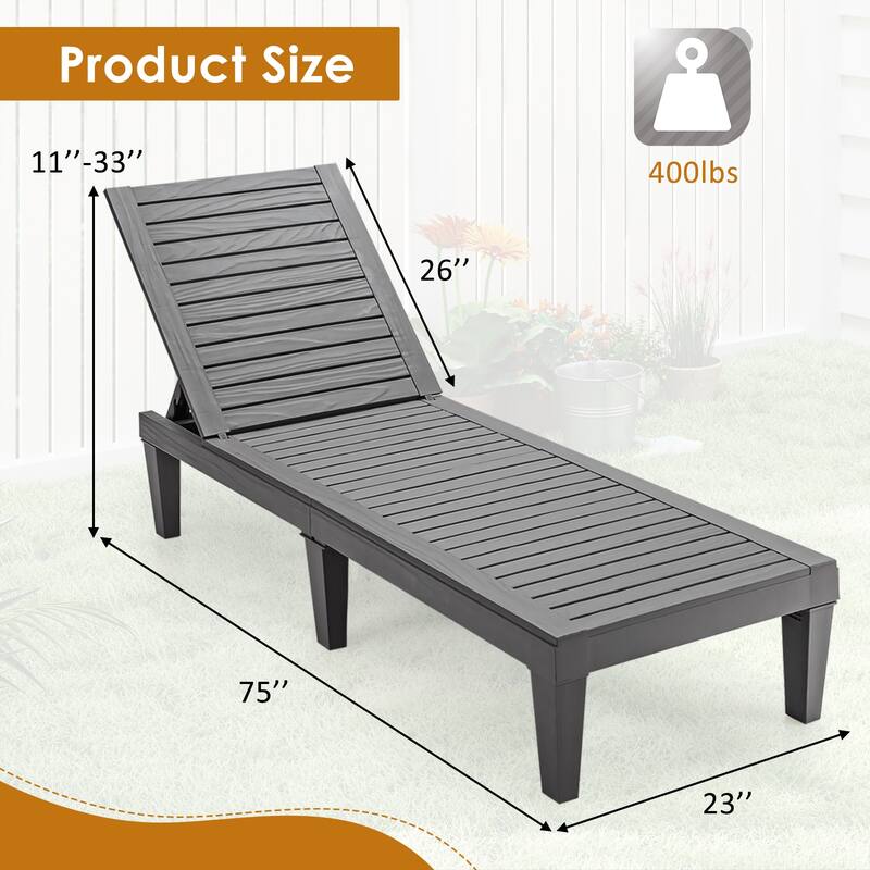 Gymax Patiojoy 2 PCS Lounge Chair Chaise Recliner Weather Resistant