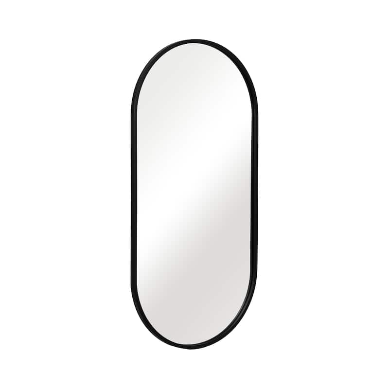 Sagebrook Home Metal, Capsule Mirror, Black, Oval, 39"H, Solid Color - 24" x 1" x 39"