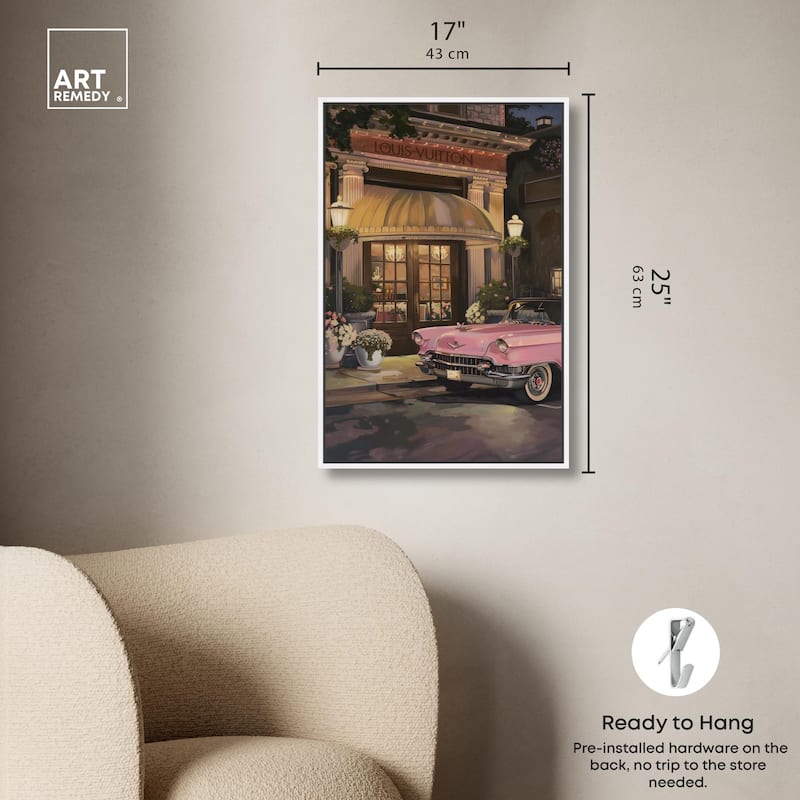 Classic Car Store Visit Canvas by Art Remedy