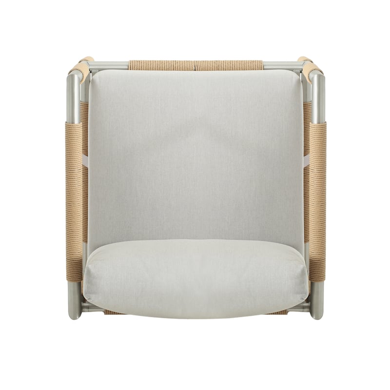 Roomfitters Oriana Aluminum Outdoor Patio Armchair with Thick Cushions, Light Grey