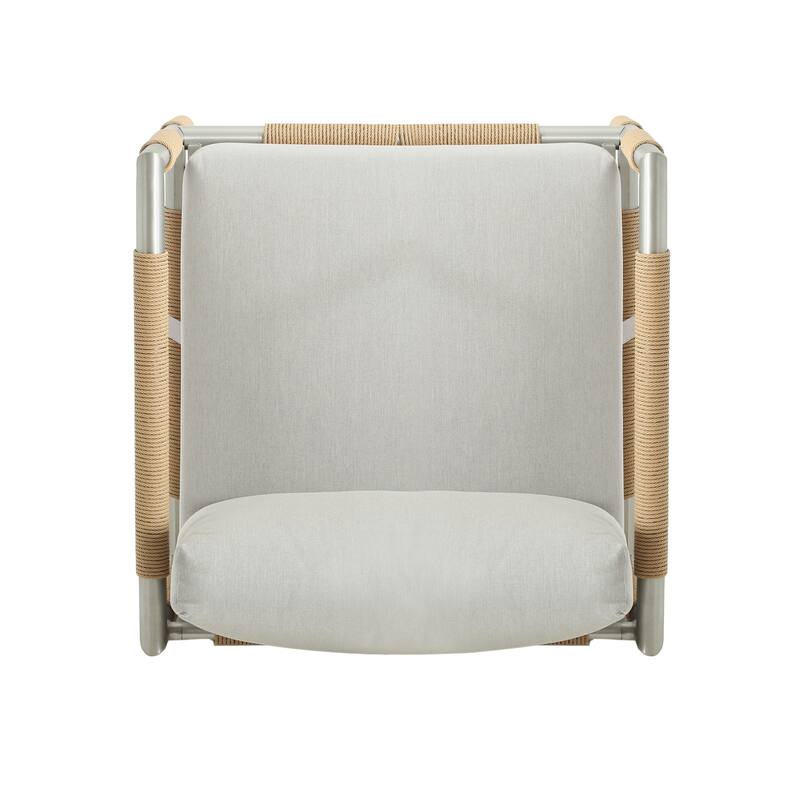 Zefren Outdoor Patio Club Chair with Aluminum, Rope Fabric, Silver by Christopher Knight Home