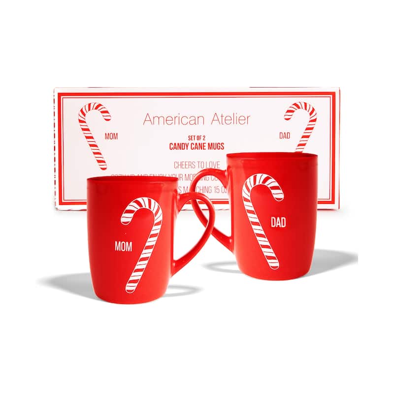 Candy Cane Mom Dad Set Of 2 Mugs 15 Oz
