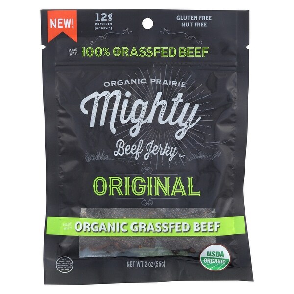 Organic Prairie Mighty Beef Jerky - Original - Case of 8 - 2 oz.