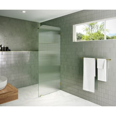 Glass Warehouse 30" x 78" Frameless Shower Door - Single Fixed Panel Fluted Frosted Radius