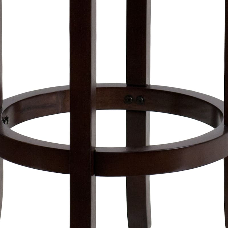 29'' High Backless Wood Barstool with Carved Apron and LeatherSoft Swivel Seat - 17"W x 17"D x 30"H