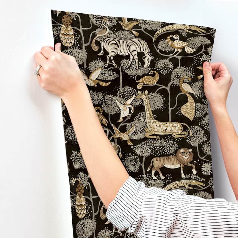 A-Street Prints Rigby Black Jungle Animals Wallpaper