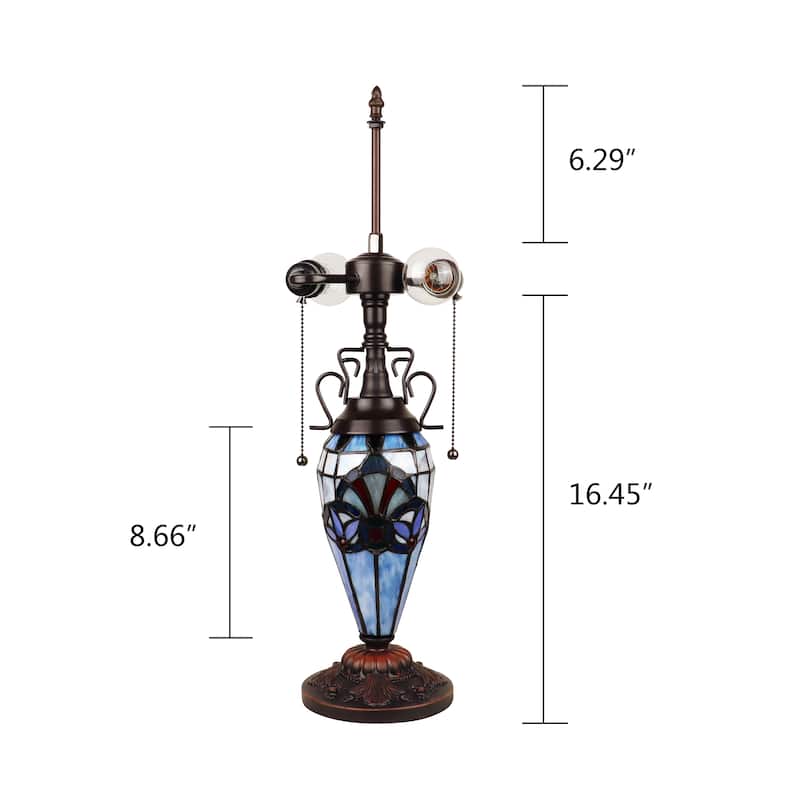 Tiffany Style Victorian Design 2+1-light Dark Bronze Table Lamp