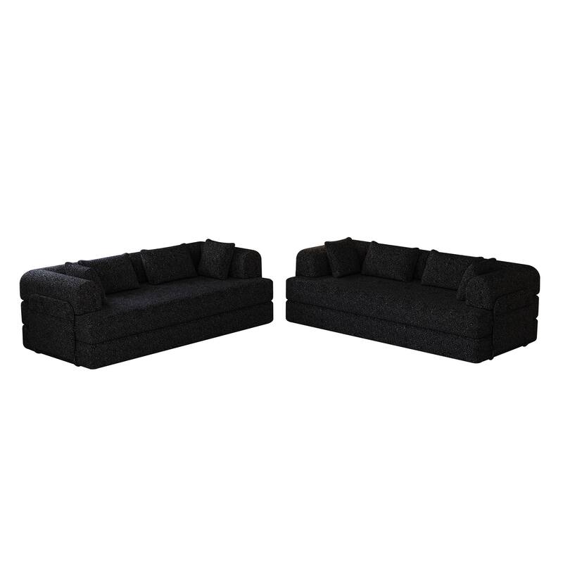 Anmytek Modern Chenille Convertible Sleeper Sofa 78.7" - 2PCS Folding Floor Couch